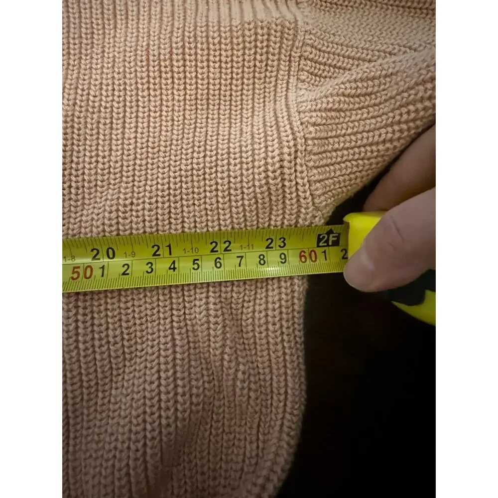 LOFT Women’s Chunky Knit V-Neck Sweater – Size Large – 100% Cotton Peach - Picture 8 of 10